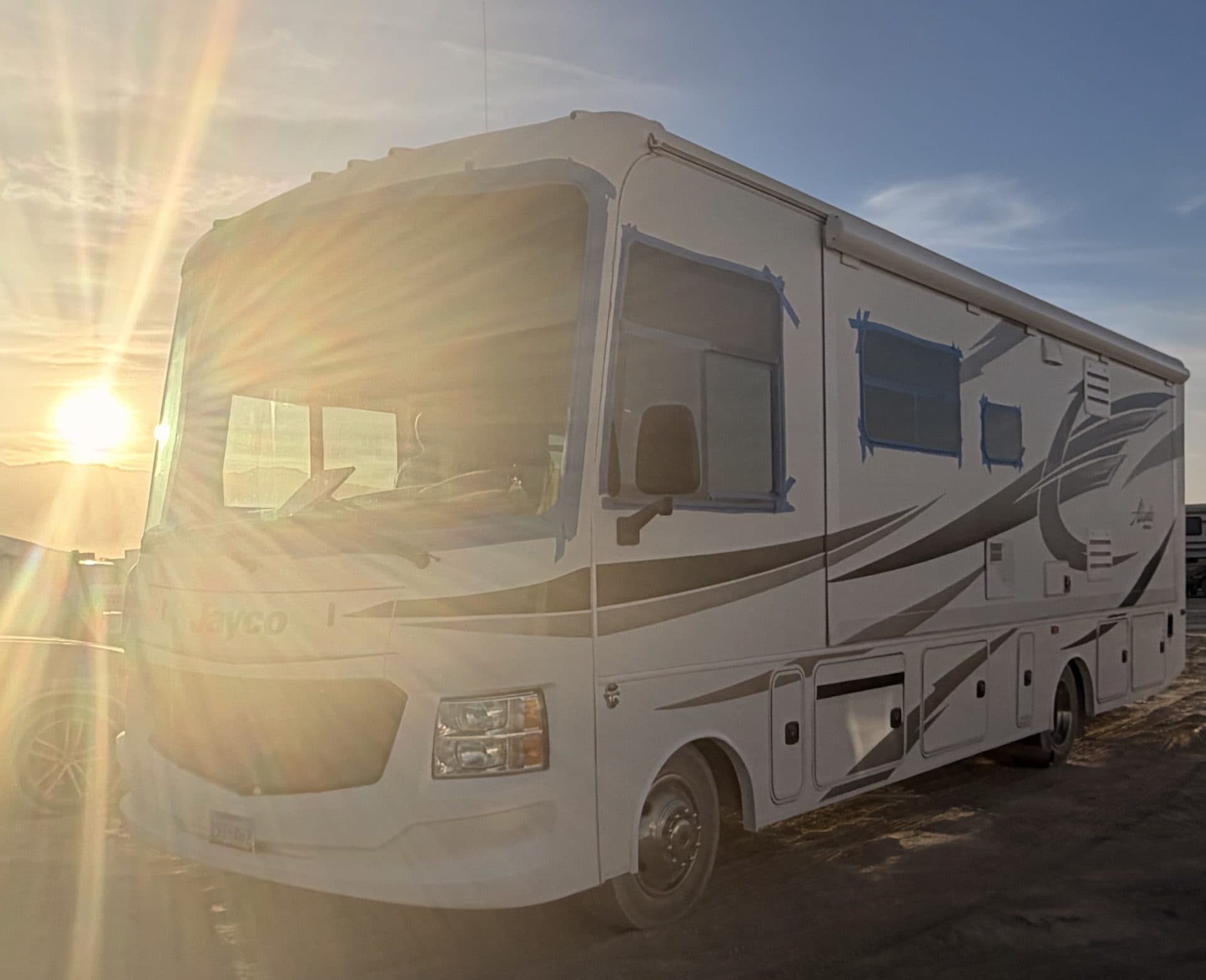 2018 Jayco Alante 29S, exterior on the playa at Black Rock City